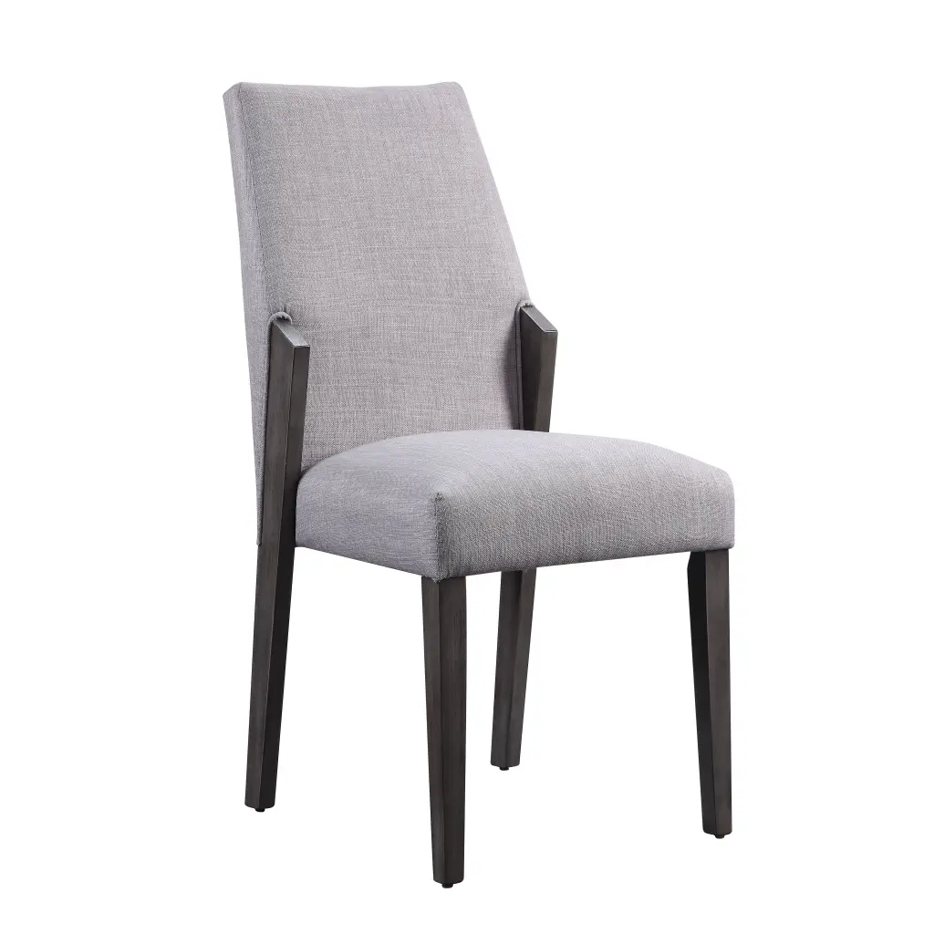 Dove Grey And Grey Oak Upholstered Side Chairs Set 2 Dining Room furniture max