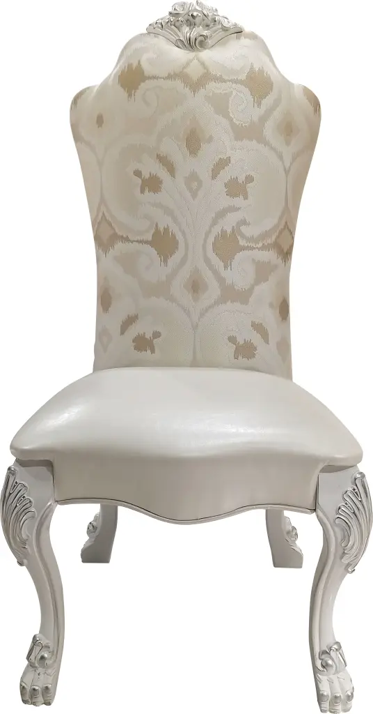 Set 2 Ivory and Bone White Side Chairs Claw Legs Dining Accent Chairs furniture max
