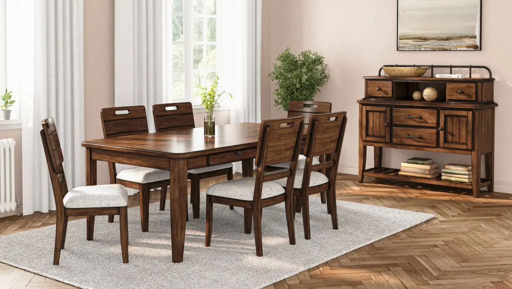 Casual Side Dining Chair Brown Finish Contrasting Upholstered Seat ihomefurnishings