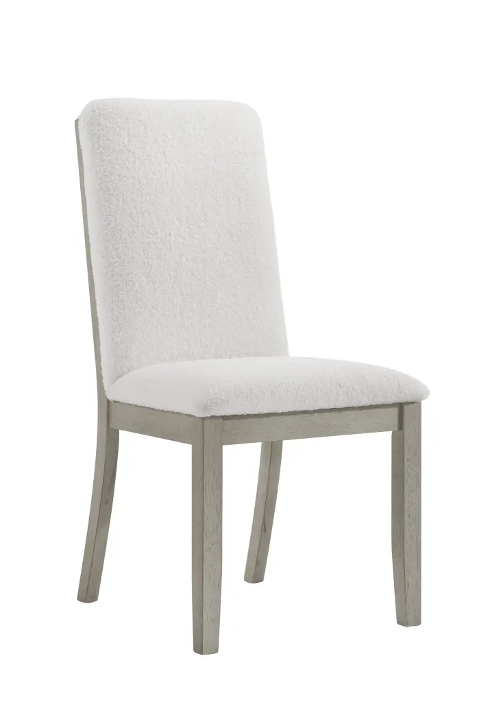 2Pc Gray Finish Side Chair White Upholstered Seat Contemporary Dining Chairs kanepe