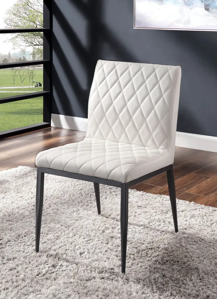 Ivory 2Pcs Side Chairs Dining Room Black Metal Frame Padded Seat kanepe