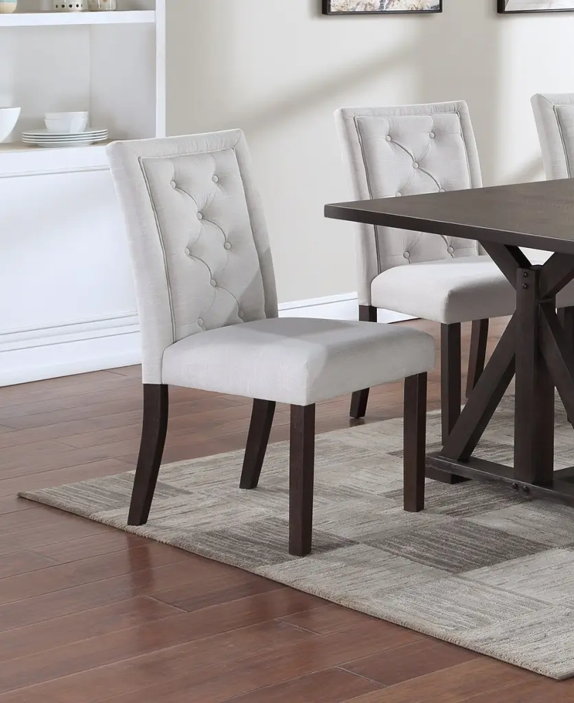 Modern Bone White 2Pc Side Chairs Tufted Upholstered Back kanepe