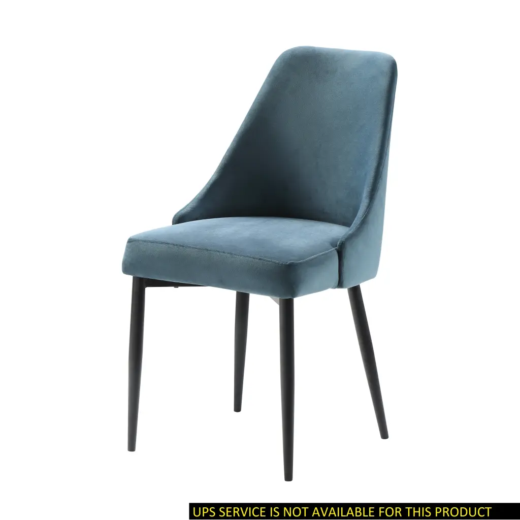 Modern Polished Design Velvet Fabric Blue Side Chair Set 2 Black Finish kanepe