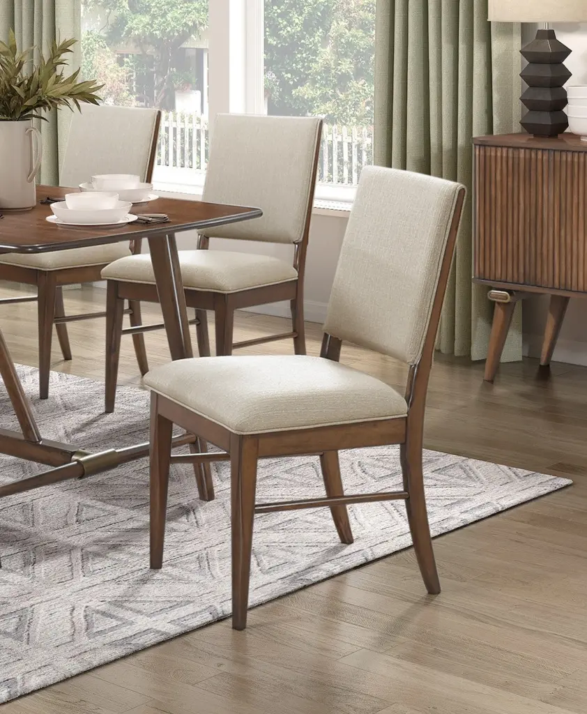 Modern Set 2 Fabric Upholstered Side Chairs Brown Seat and Back kanepe