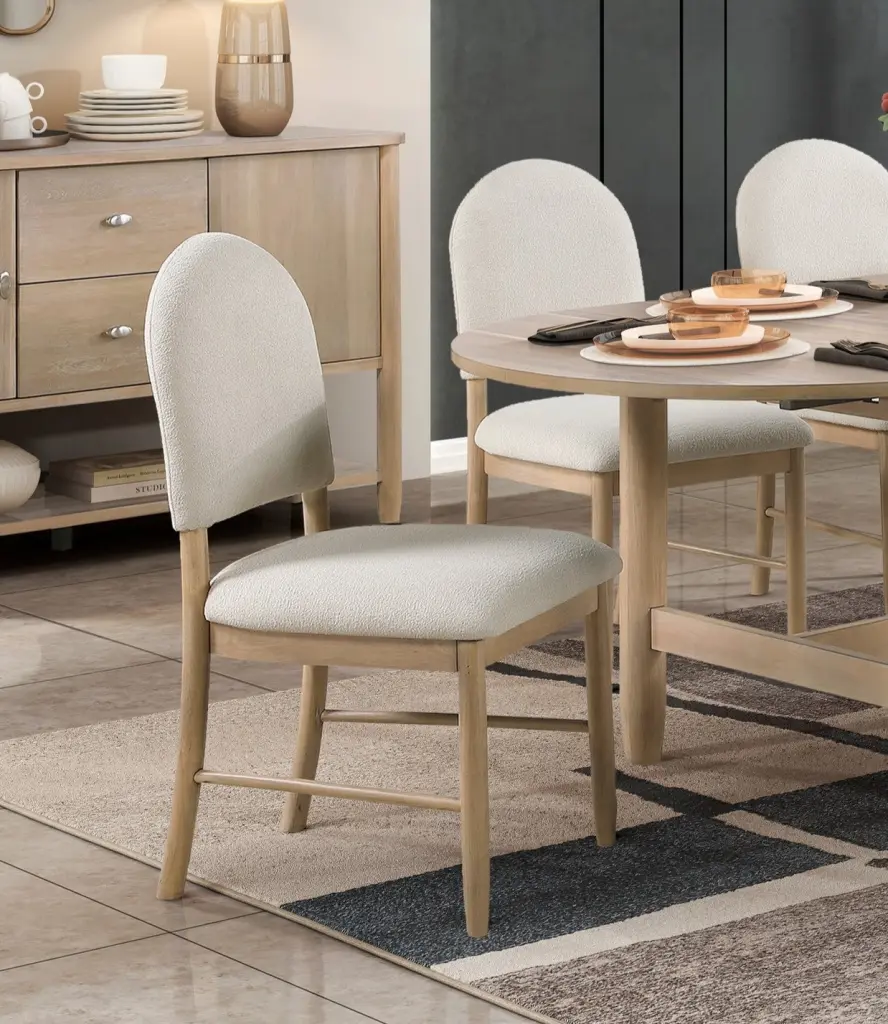 Natural Finish Dining Side Chairs Set 2 Beige Upholstered Seating kanepe
