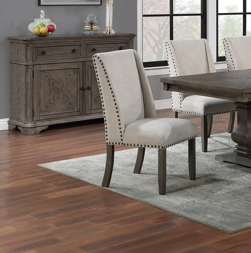 Traditional Formal 2Pc Side Chairs Upholstered Wingback Design Oak Finish Dining Room Furniture kanepe