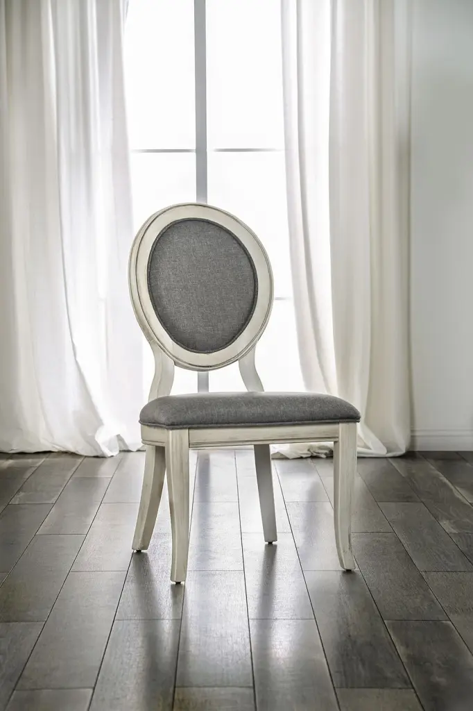 Transitional Antique White and Gray Dining Side Chairs Set 2 kanepe