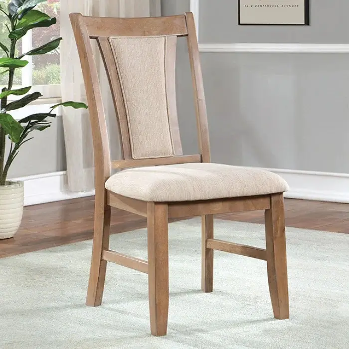 Transitional Set 2 Side Chairs Natural Tone and Beige Solid Timber kanepe