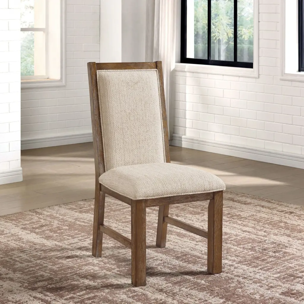 Transitional Style 2-Piece Side Chairs Rustic Oak Solid Timber Beige kanepe
