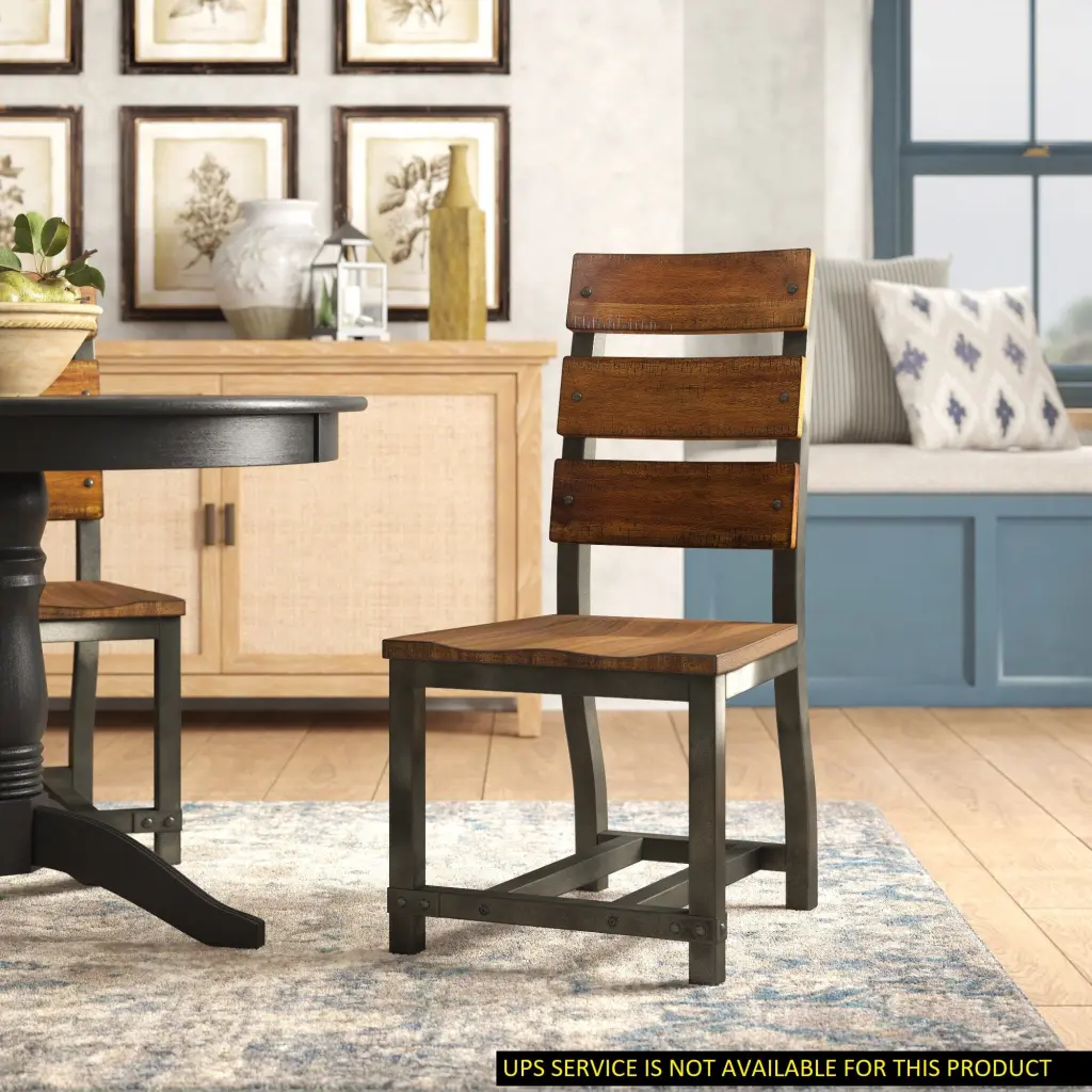 Unique Look Timber Framing Side Chairs 2Pc Set Rustic Brown and Gunmetal kanepe