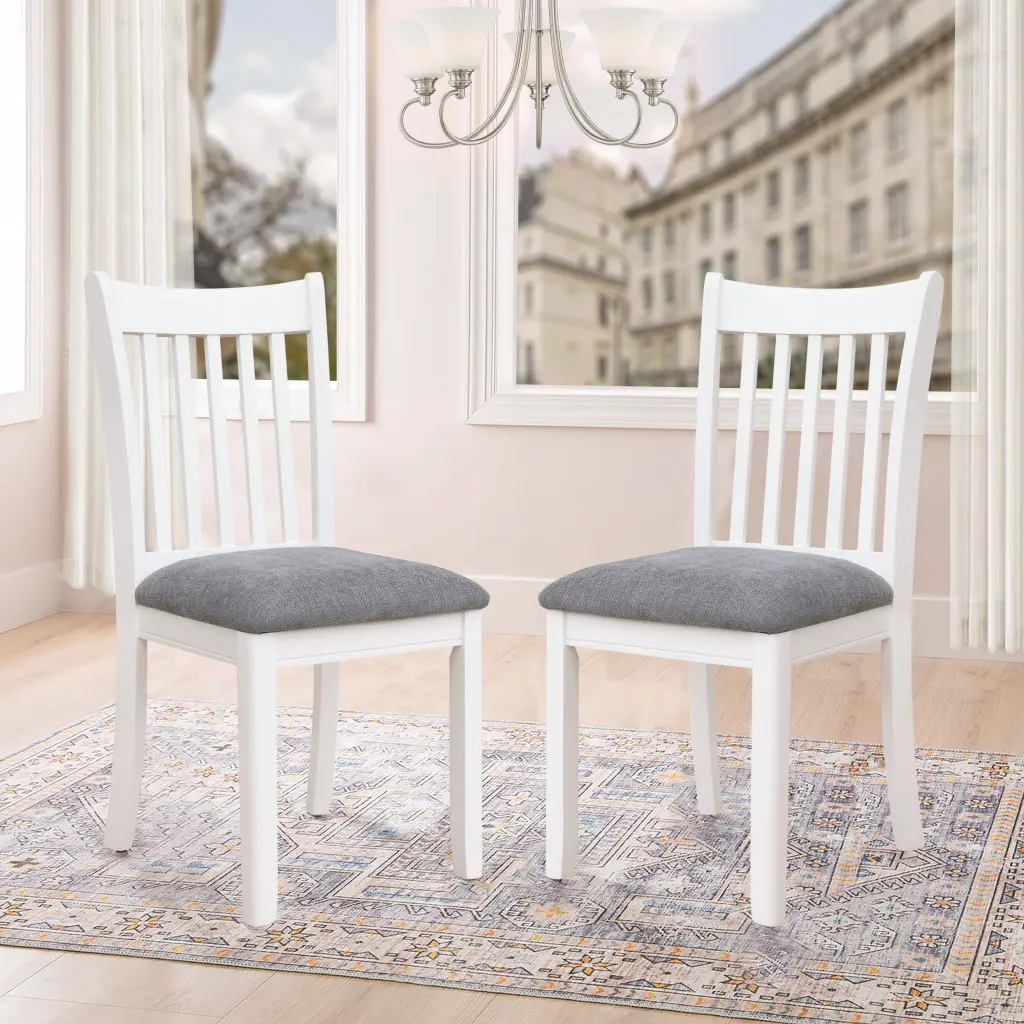 Agody Dining Room Furniture White Finish Set 2 Seating Chairs Cushioned rnb