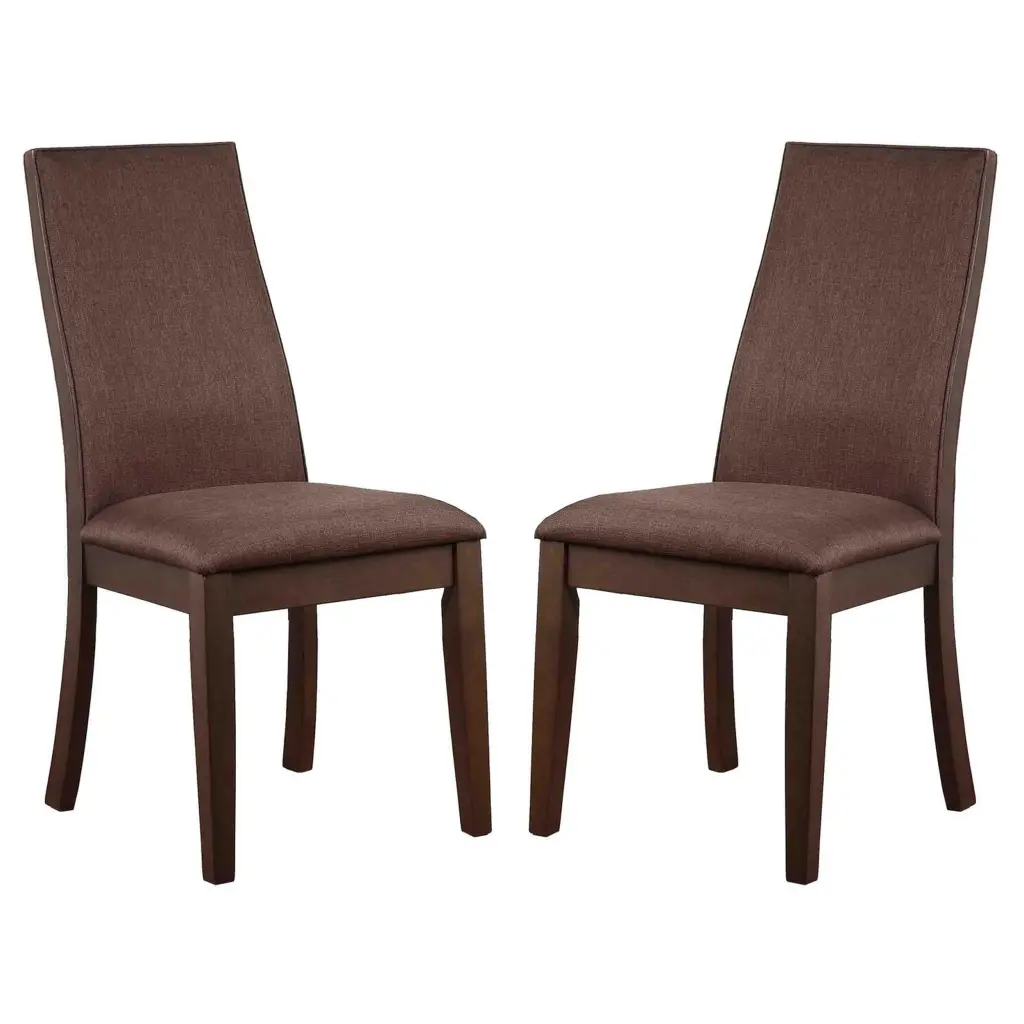 Upholstered Wooden Dining Side Chair Brown Set 2 royal hampton