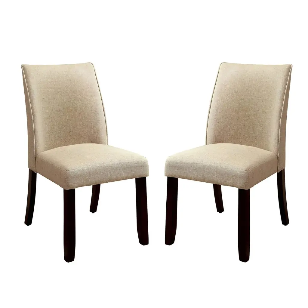 Set 2 Padded Fabric Side Chairs Espresso and Ivory simple relax