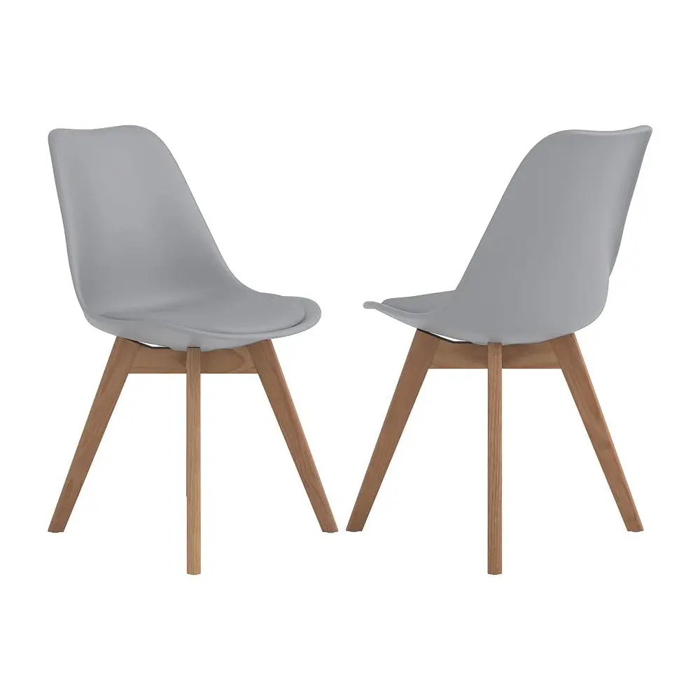 Set 2 Polypropylene Dining Side Chairs Grey Modern Kitchen Chairs simple relax
