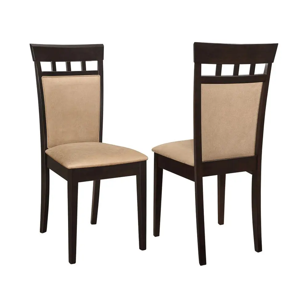 Set 2 Upholstered Side Chairs Cappuccino And Tan Solid Living Room Accent Chairs simple relax