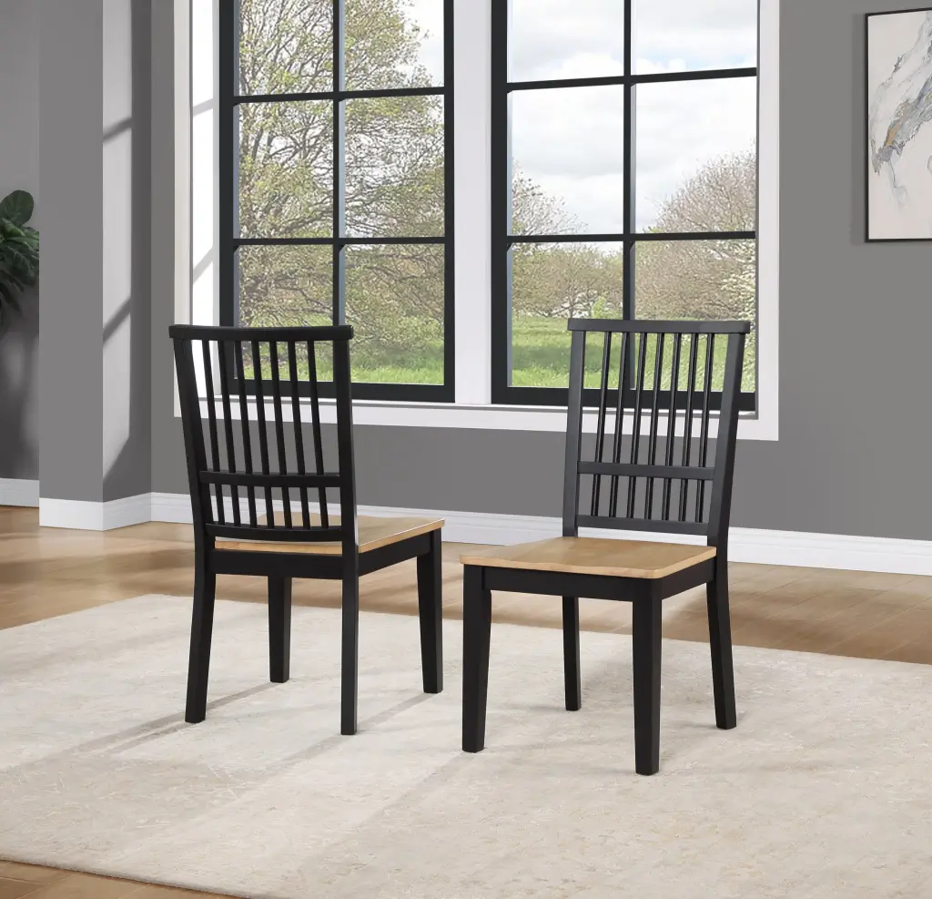 Magnolia Side Chair Set 2 Black Timber Dining Chairs steve silver furniture