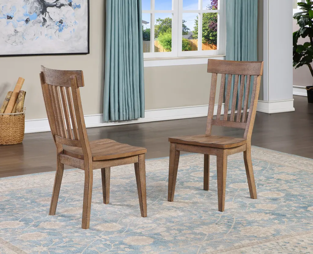 Riverdale Side Chair Set 2 Driftwood Dark Brown Timber Dining Chairs steve silver furniture
