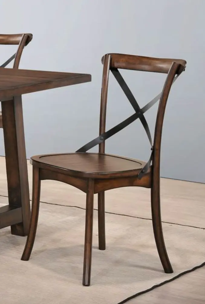 Kaelyn Dark Oak and Black Metallic Finish Side Chair Set 2 urban nest
