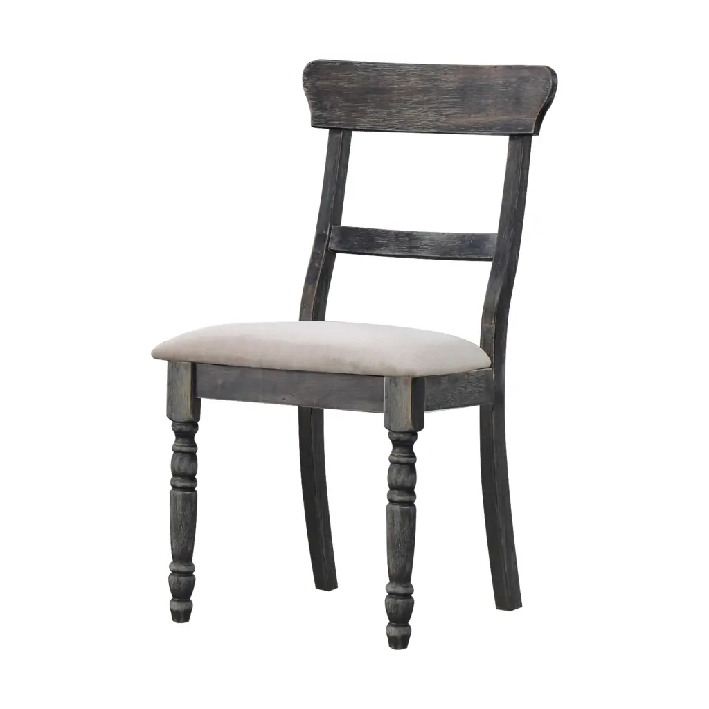 Leventis Light Brown Linen Weathered Gray Finish Side Chair Set 2 Living Room Furniture urban nest