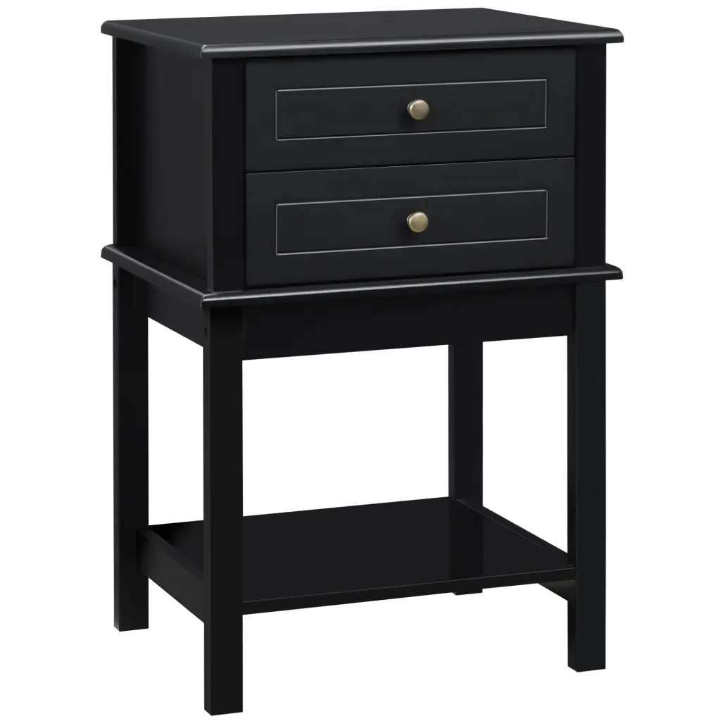 Homcom Side Table 2 Storage Drawers Modern End Table Bottom Shelf aosom business