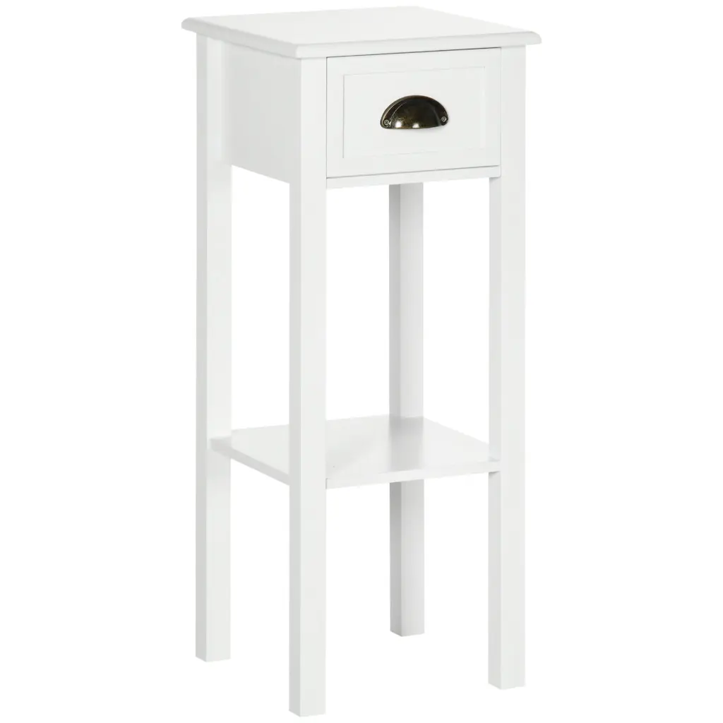 Homcom 2 Tier Side Table Drawer Narrow End Table Bottom Shelf aosom business