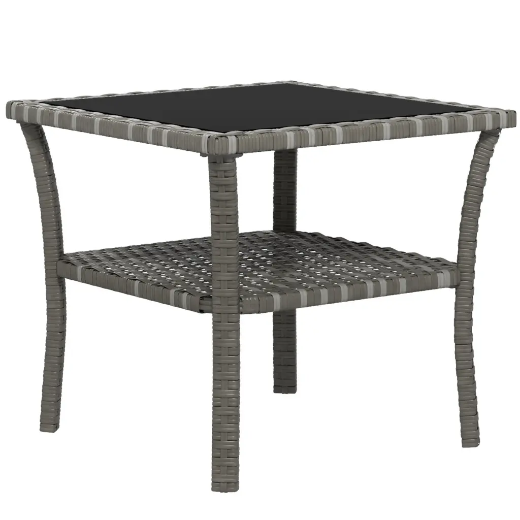 Outsunny Rattan Side Table Outdoor End Table Storage Shelf Aluminum Frame aosom business