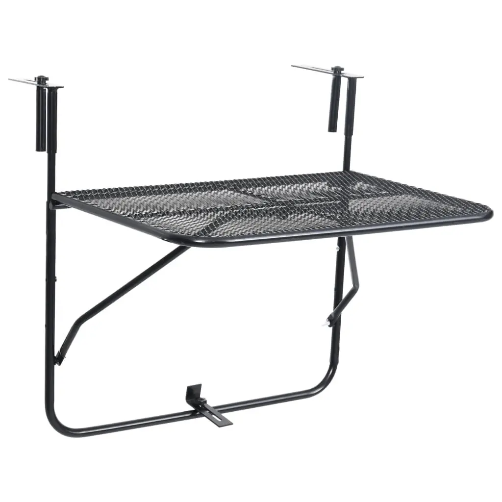 Balcony Table Black 23.6x15.7 Inches Steel Outdoor Side Table