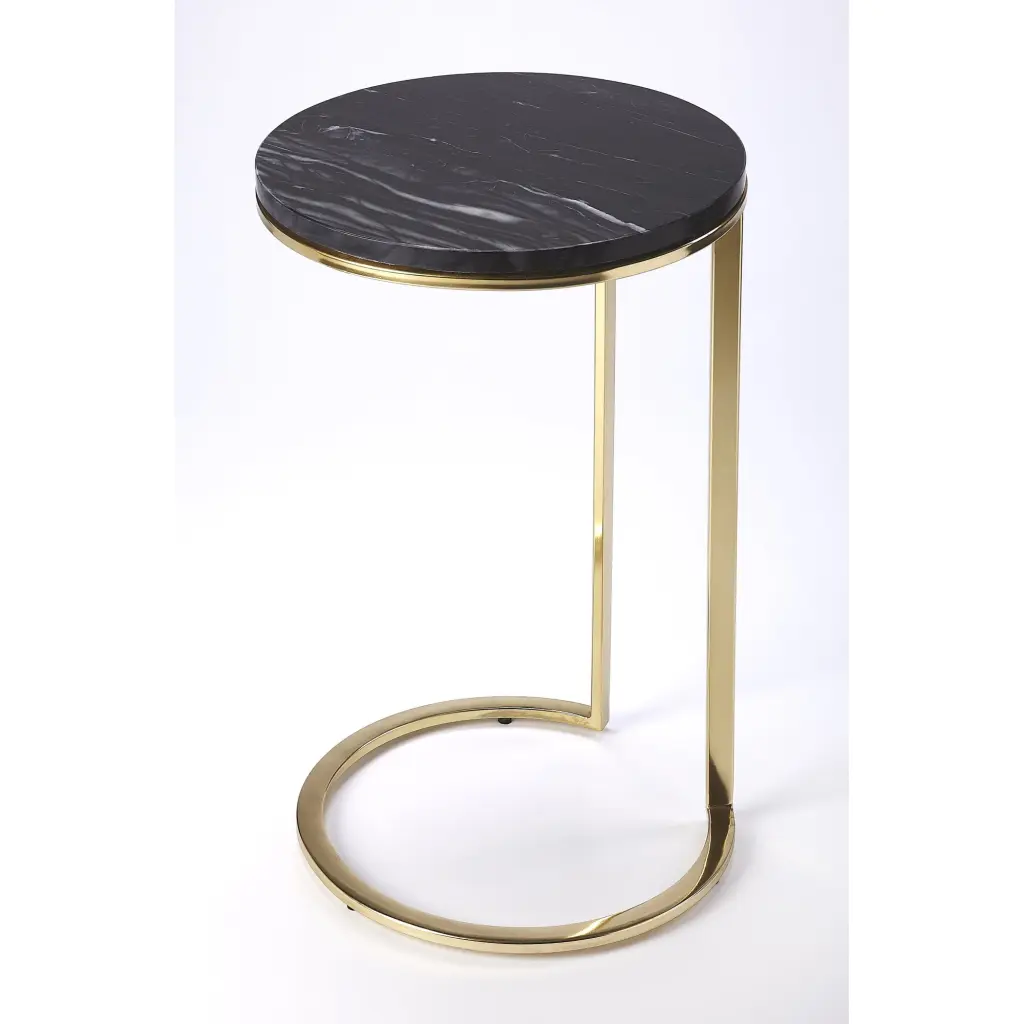 Butler Specialty Martel Brown Marble and Metal Side Table Butler Specialty Company