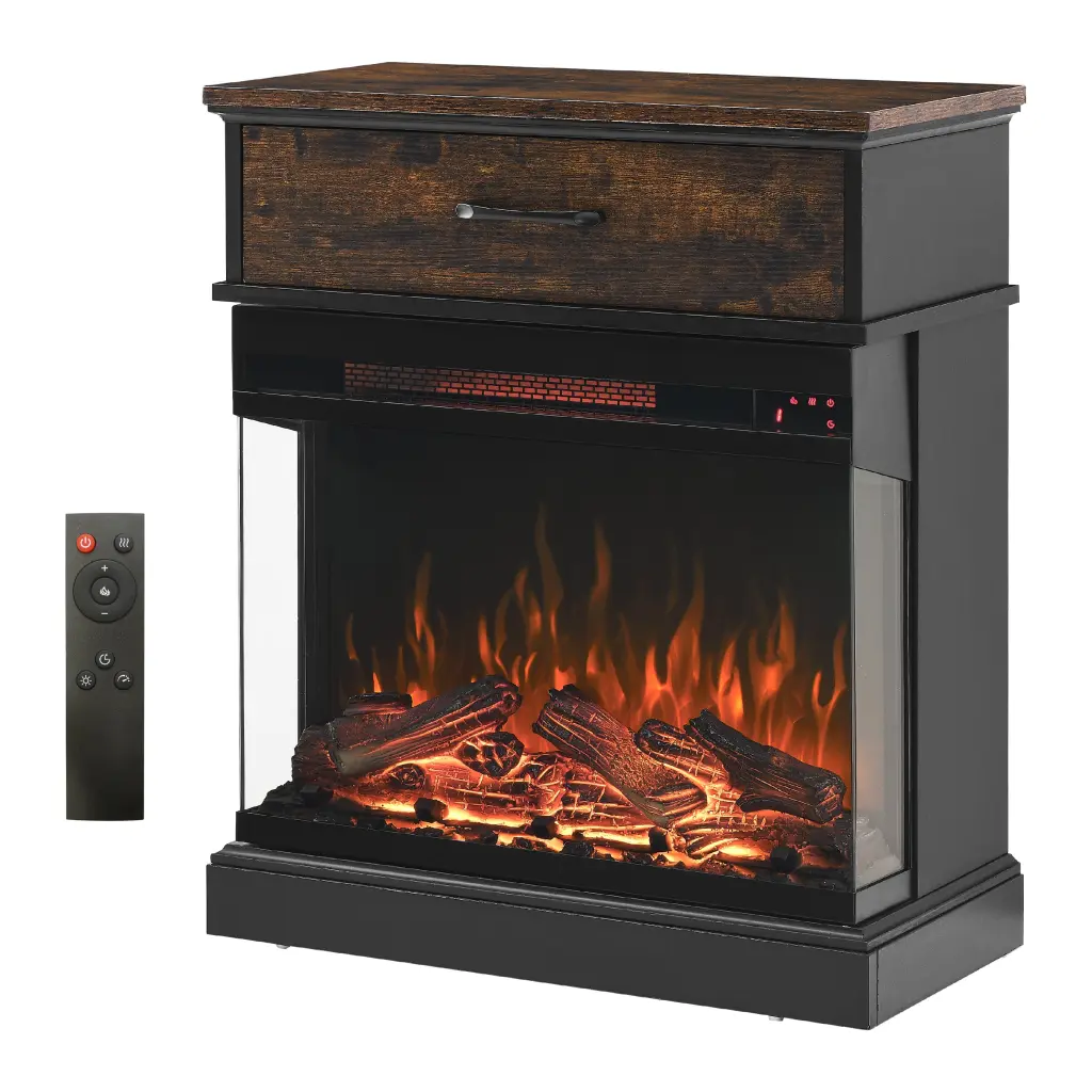 25 Inch Stand Side Table 3 Sided Crystal Electric Fireplace Powder Coated cambridge electrical manufacturing