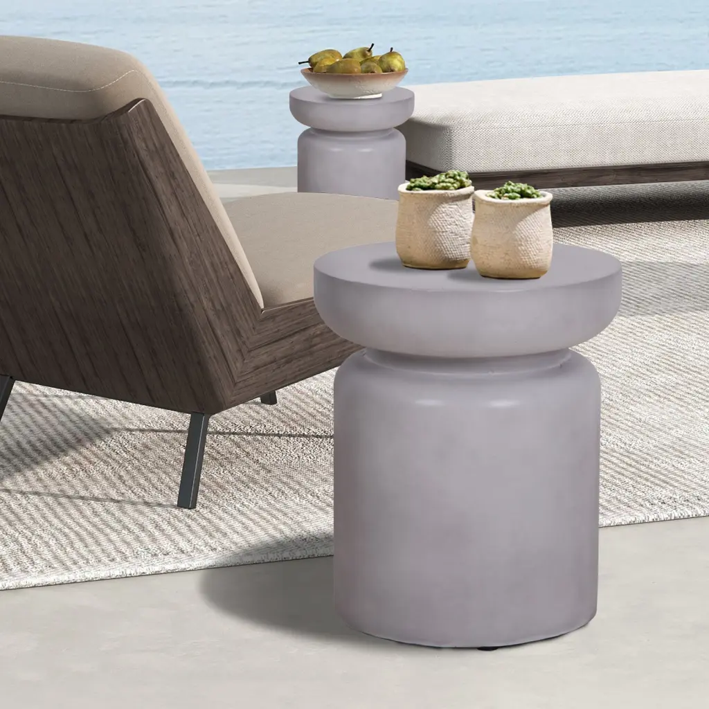Faux Concrete Texture Accent Table 17 Inch Height Indoor and Outdoor Use ecotop factory directly