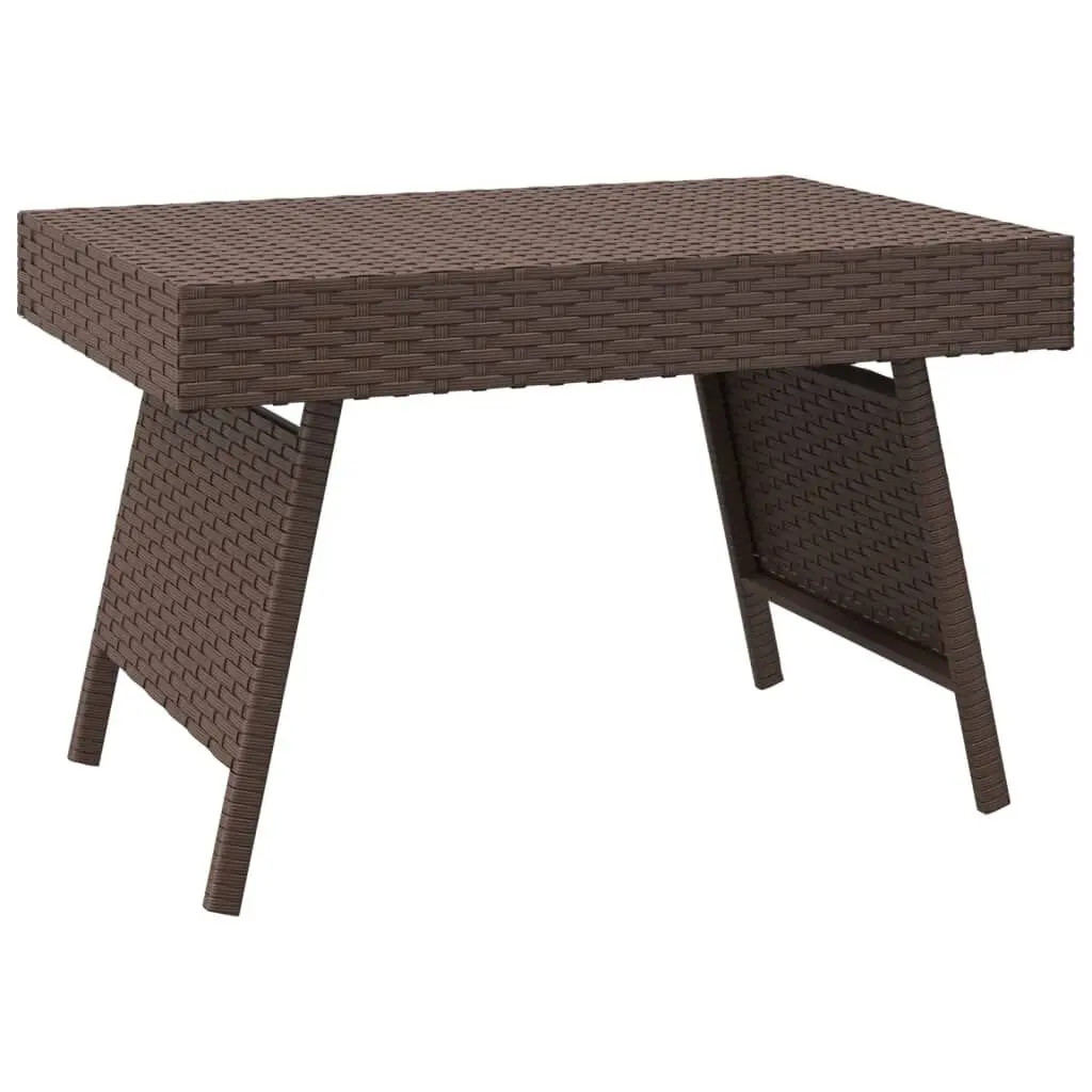 Foldable Side Table Brown 23.6x15.7x15 Inch Poly Rattan Portable End Table