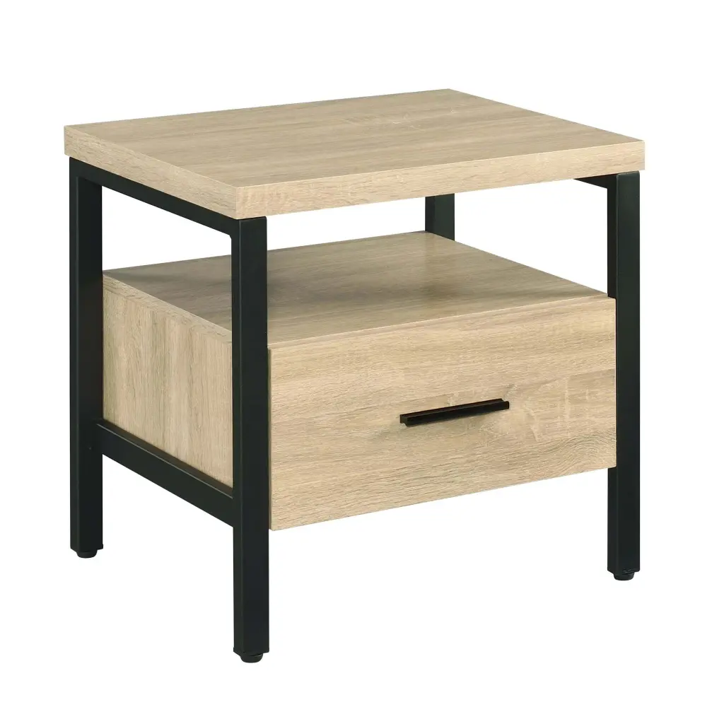 Oak And Black 1 Drawer Accent Table Living Room Natural Black Finish furniture max