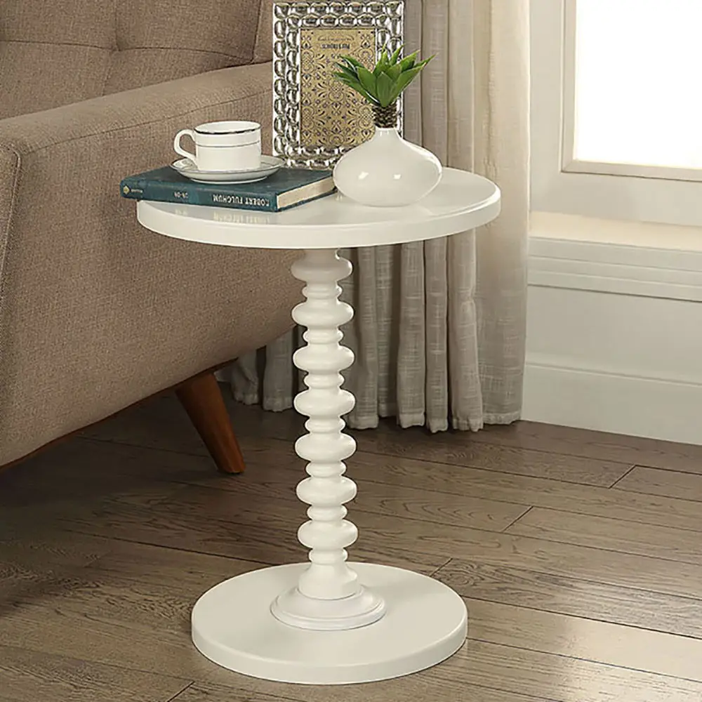 White Round Wooden Side Table Living Room or Bedroom furniture max