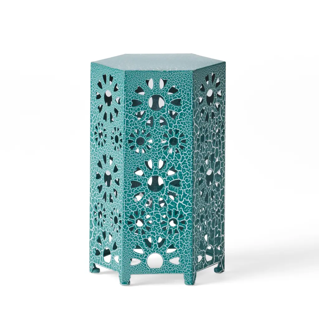 Elliot Outdoor 12 Inch Crackle Sunburst Iron Side Table GDFSTUDIO