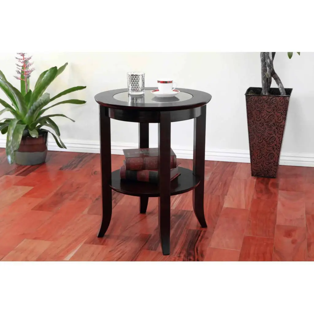 Home Craft Round Espresso Finish Side Accent Table