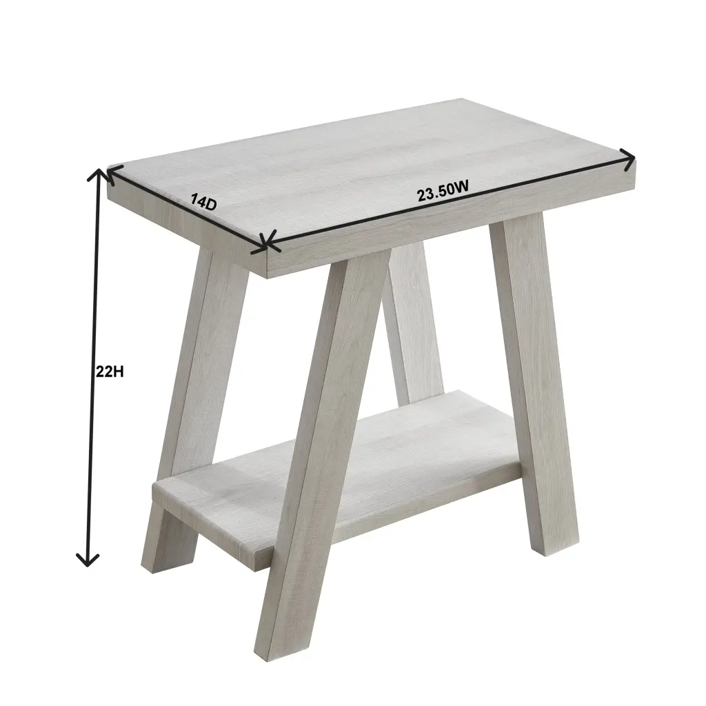 Athens Contemporary Timber Shelf Side Table White Finish White MDF hz