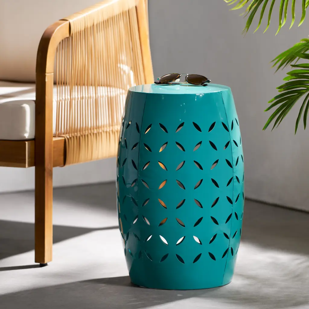 Lilac 12 Inch Side Table Teal Ferrous Metal nh-cloudhouse
