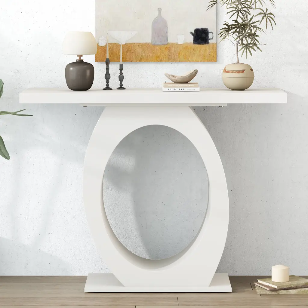 Chic Modern Side Table Egg Shaped Base and Improved Stability nh-mirod