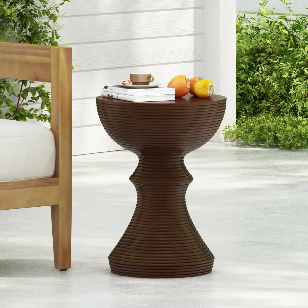 Semicircle Side Table Natural Concrete End Table nh-purenest