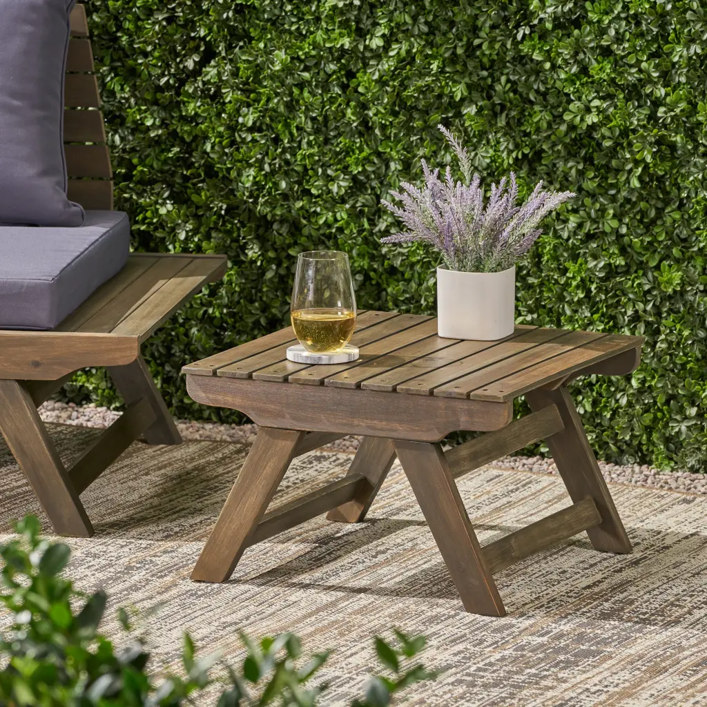 Ledger Outdoor Gray Wooden Side Table Patio or Garden Noble House