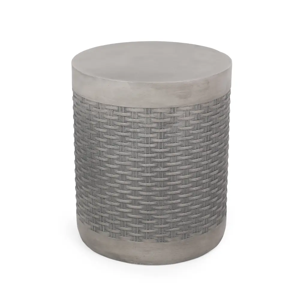 Paquette Lightweight Concrete Outdoor Side Table Concrete Finish Noble House