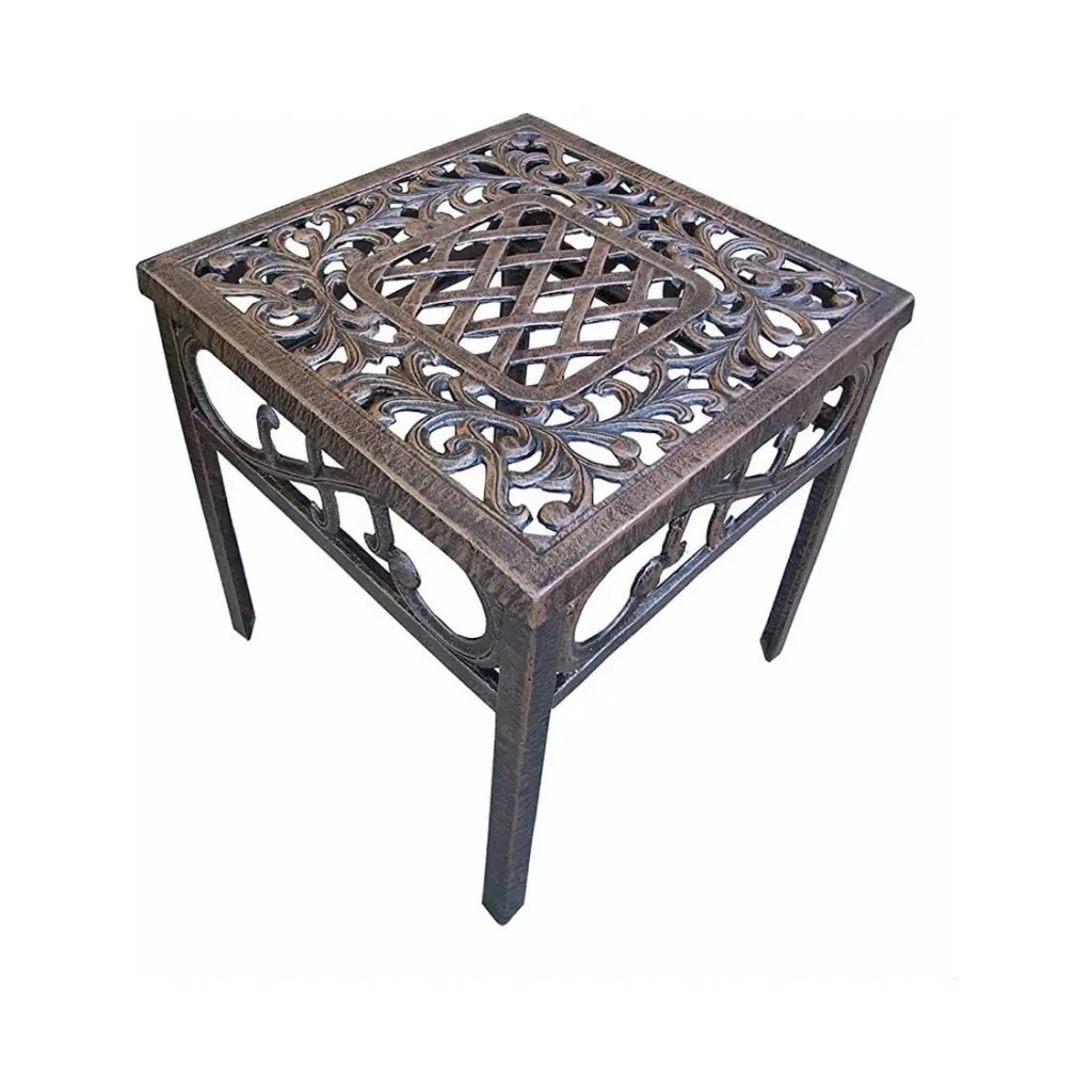Oakland Living Dakota Cast Aluminum Square Side Table - Outdoor Patio Furniture