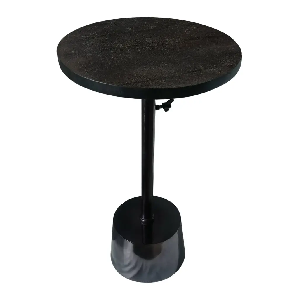 Light Metal Frame Round Side Table Stone Top and Customizable Height Living Room royal hampton