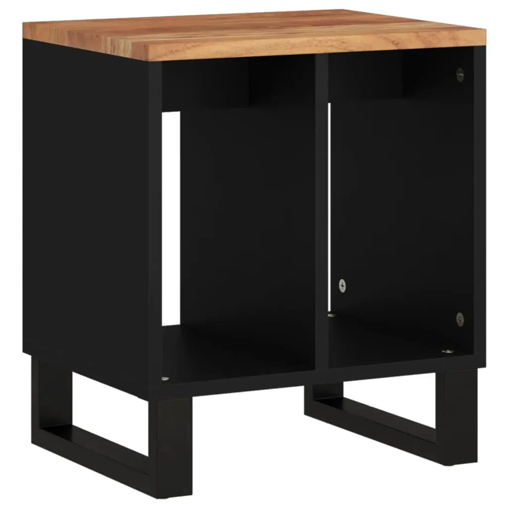 Side Table 15.7x12.2x18.1 Inches Solid Wood Acacia and Engineered Wood Nightstand