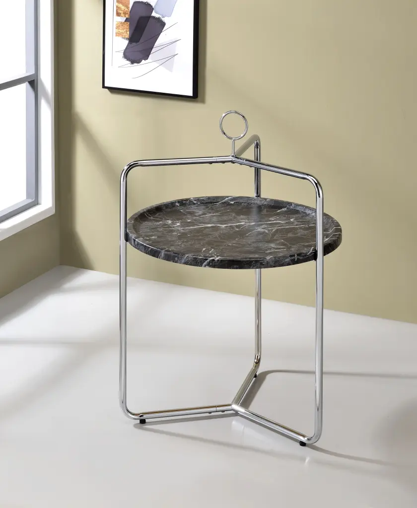 Miro Side Table Black Shiny Metal Finish steve silver furniture