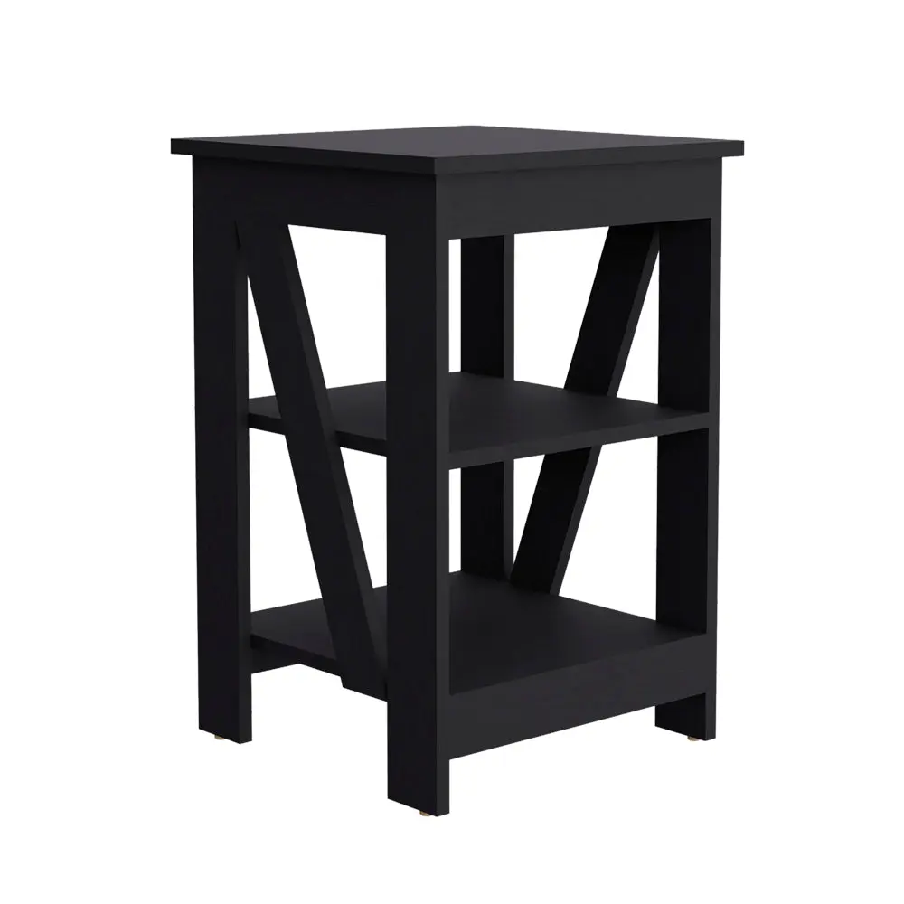 Side Table Rossville Living Room Black Black Particle Board Engineer treevol furniture