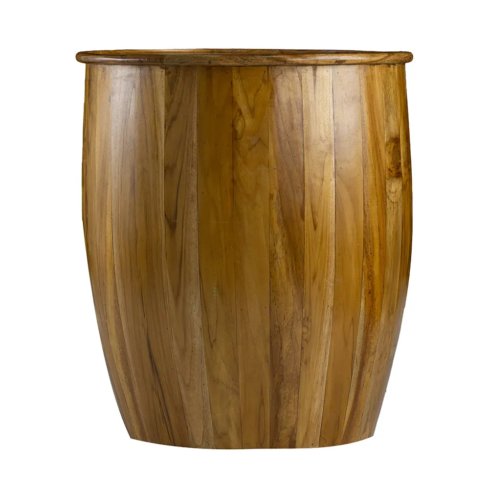 22X22X25 Drum Side Table Tray Style Top Brown Timber w2078