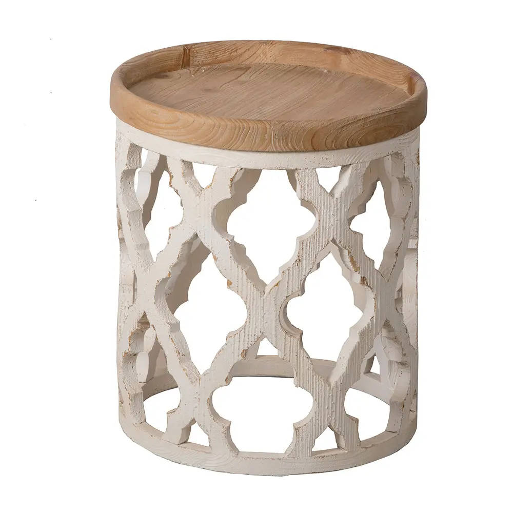 23 Inch Large Distressed White Side Table Primary Living Space w2078