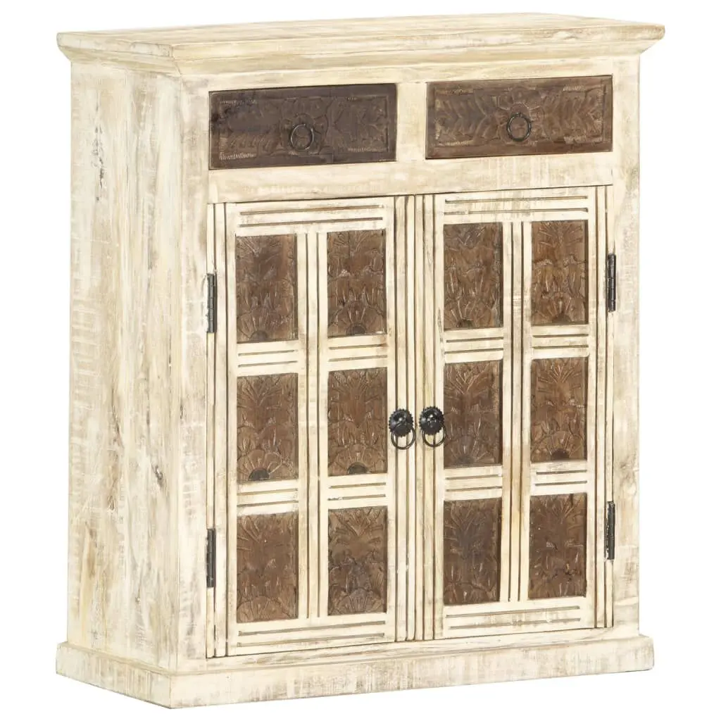 25.6x11.8x29.5 Inches White Solid Mango Wood Sideboard Modern Home