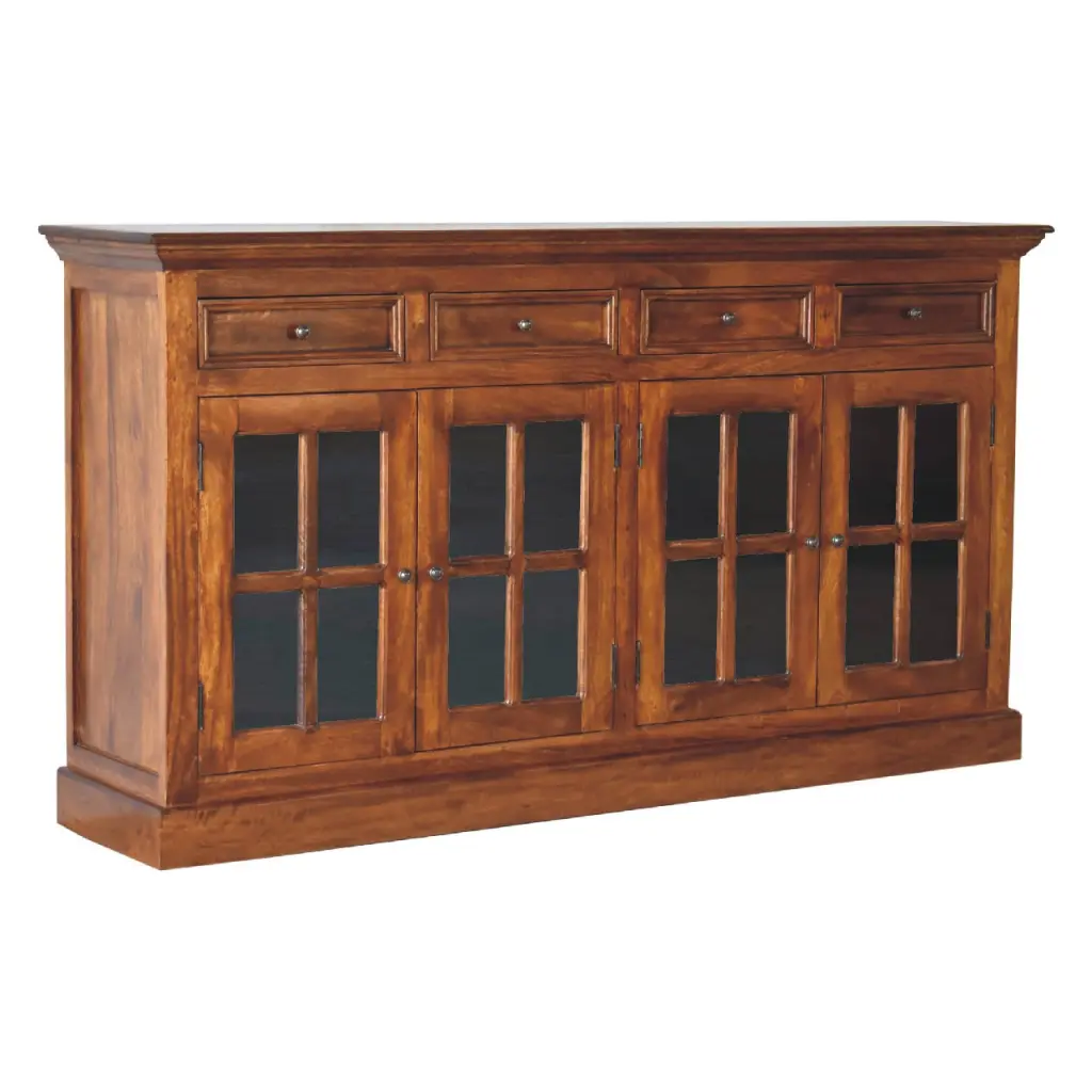 Large Glazed Sideboard Chestnut Solid Timber - Modern Dining Room Storage artisan furniture